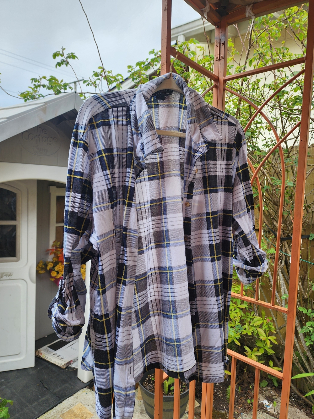Casual Woman's Black & White Plaid Flannel Shirt